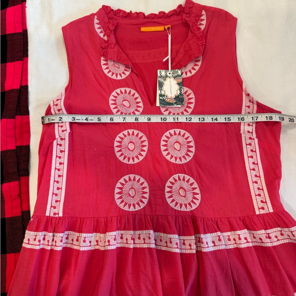 Oliphant Red Sleeveless Embroidered Midi Dress - Picture 3 of 8